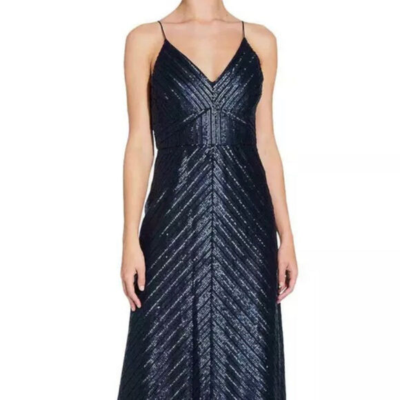 Adrianna Papell Navy Blue Wedding Dress - Picture 3 of 9